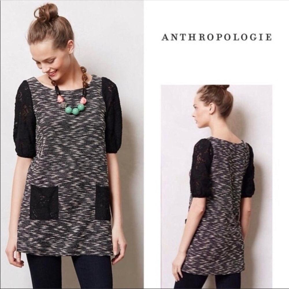 Adorable ANTHROPOLOGIE 9-H15 STCL tunic lace sleeves LARGE Dress